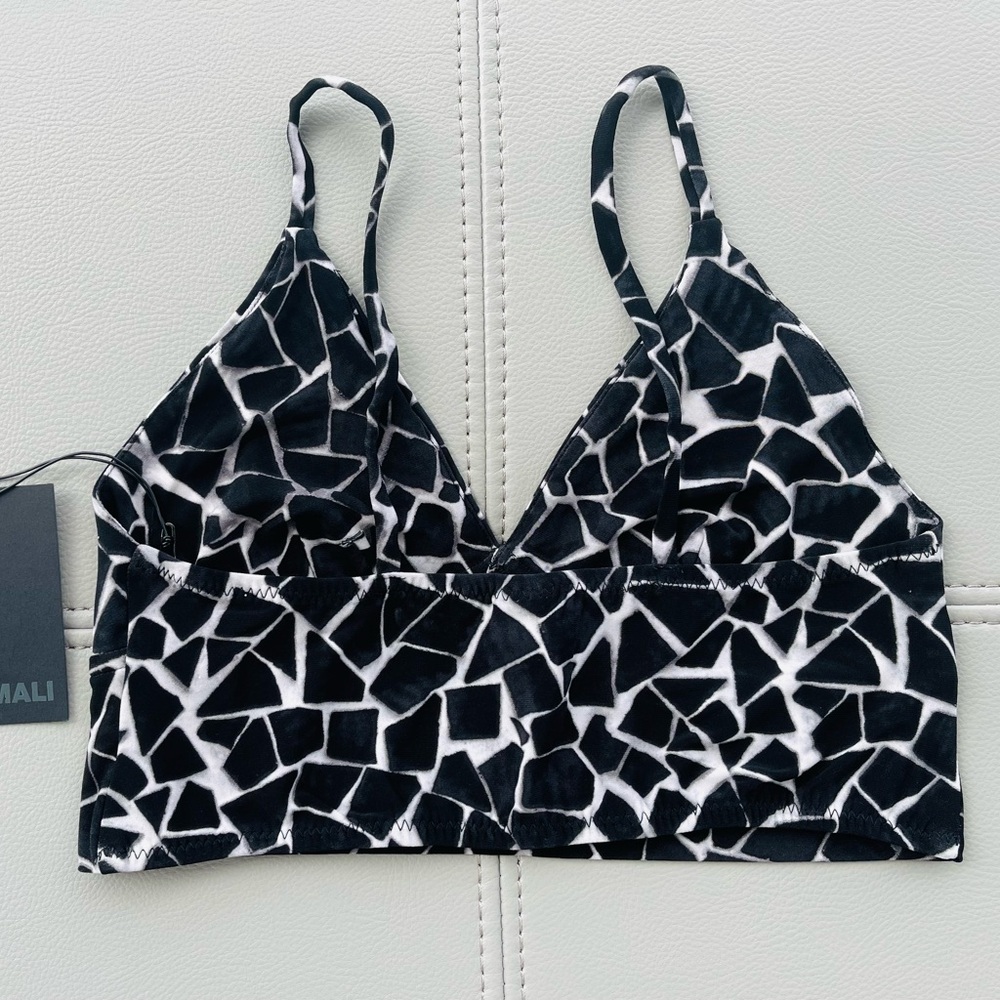 NWT! Norma Kamali SLIP BRA in Black Mosaic Size XS